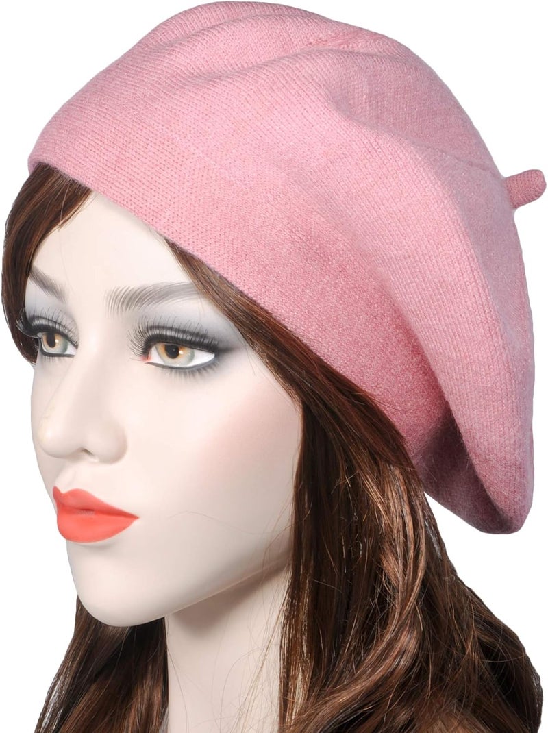 ZLYC French Beret hat, Reversible Solid Color Knit Warm Beret Cap for Womens Girls - Image 2